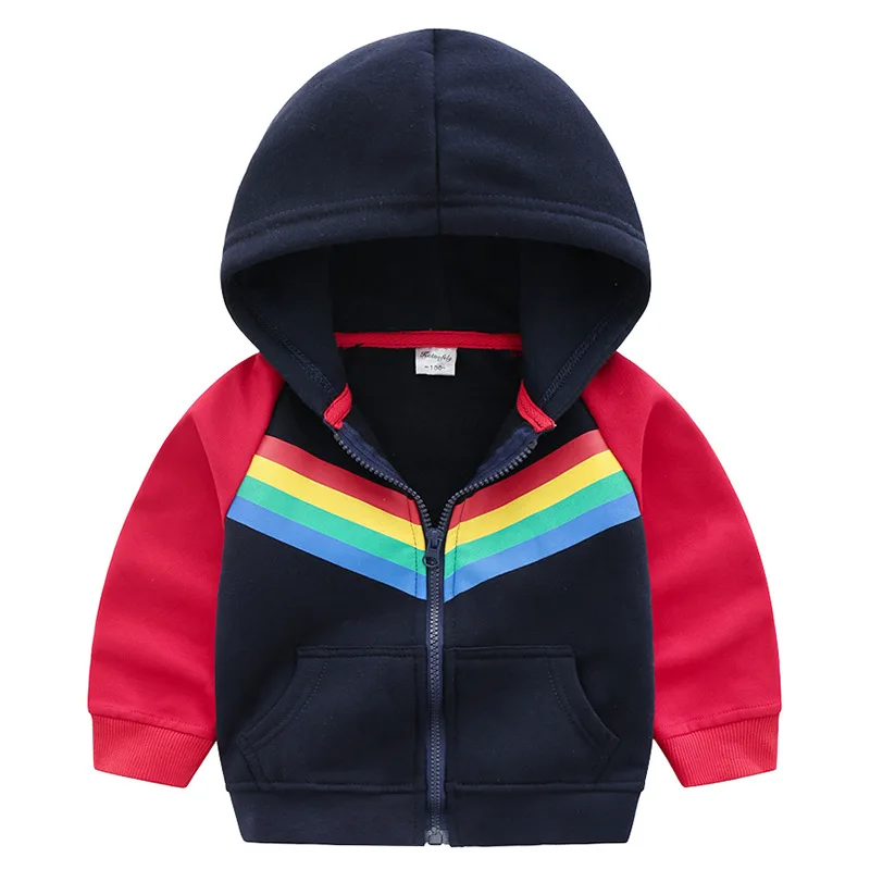 

2018 autumn boutique children's clothing Boy girl print rainbow casual jacket Children's zipper shirt hoodie coat