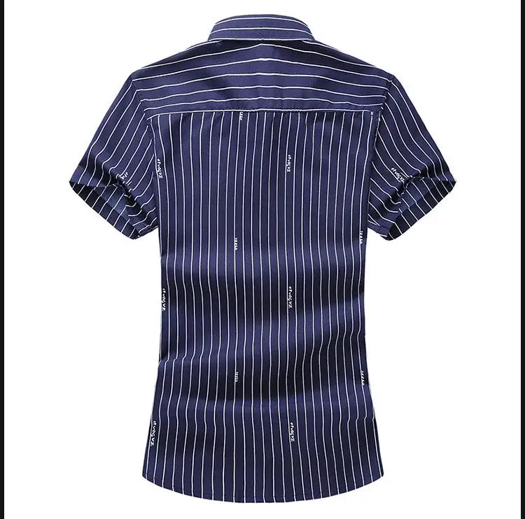Полосатый Для мужчин рубашки Camisa masculina Повседневное Для мужчин s одежда Slim fit Мужская одежда рубашки с коротким рукавом Блузка Для мужчин