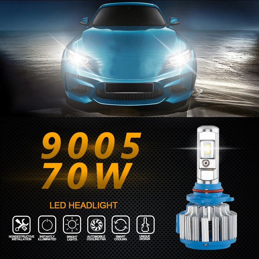 CARPRIE 2 шт. 70 Вт 7000LM 9005 автомобилей Светодиодный фар B2 Canbus 6000 К комплект противотуманных фар головы свет Spet14 - Испускаемый цвет: AS SHOW