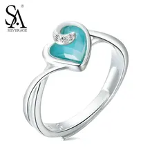 ФОТО sa silverage authentic 925 sterling silver wedding rings for women classic romantic witness of love blue hearts fine jewelry
