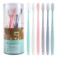 10 шт. зубная щетка с бамбуковым углем, противоскользящая ручка, ультра-тонкая мягкая удобная щетка для волос, для гигиены полости рта, с крышками J11