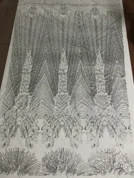 

unique glued glitter net lace fabric French net lace fabric Jolin-71105 with glued glitter decoration