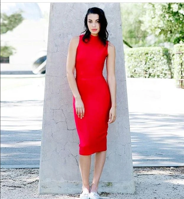 TANG 2019 High Quality Sleeveless Midi Dress Sexy Turtleneck Slim High Waist Dress Evening Bodycon Bandage Dresses  (2)