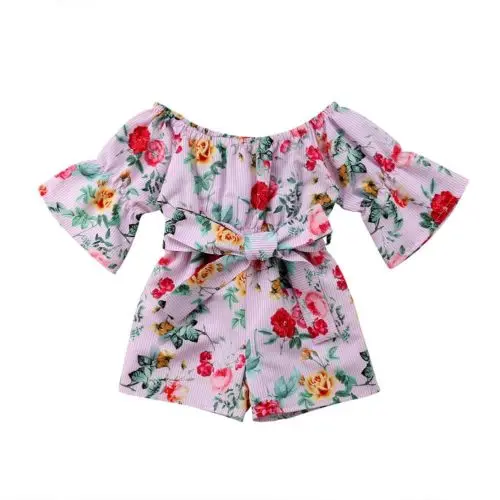 

Infant Toddler Kids Baby Girl Clothing Off The Shoulder Romper Jumpsuit Playsuit Floral Clothes Baby Girls 6M-5T