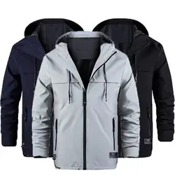 Новые осенние Для мужчин куртки, пальто мода Повседневное верхняя одежда на молнии регулярные плюс карман Jogger Костюмы мужской Лидер продаж