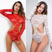 Сексуальная Женская мода белье пижамы кружева Hllow сетчатая одежда для сна боди