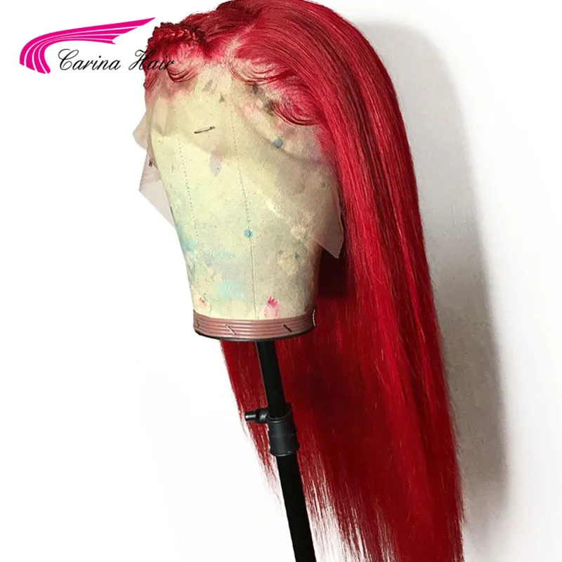 

Carina Red 13X6 Lace Front Human Hair Wigs Deep Part 130 Density Remy Hair Preplucked with Baby Hair