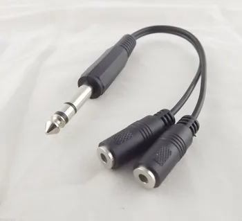 

2pcs 6.35mm 1/4" Male To Dual 3.5mm Female Stereo Audio Y Splitter Adapter Cable 20cm