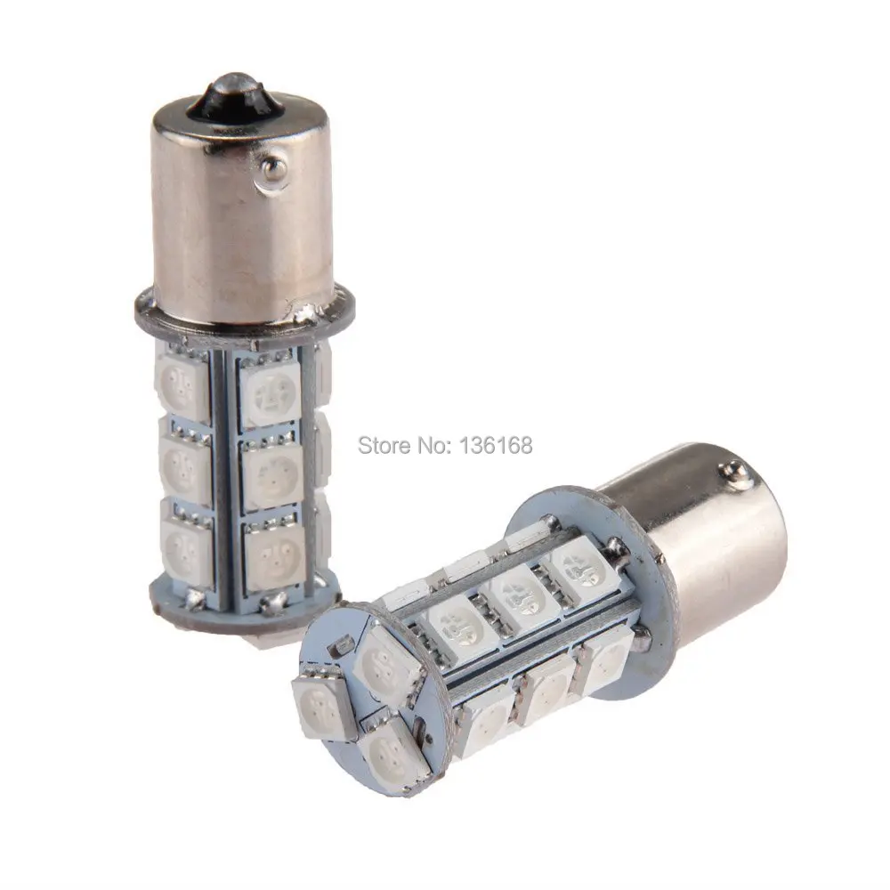 Envío libre 4 unids 5 W 1156 BA15S 18 LED SMD 5050 bombilla luz amarillo DC12V mbar luz aparcamiento freno trasera 12 V Coche