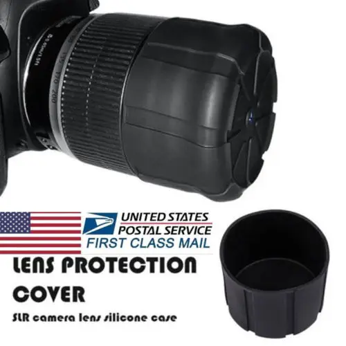 

Universal Waterproof Silicone Camera Lens Cap Cover Protection Black US Stock