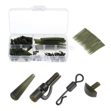 1 коробка/100 шт., аксессуары для ловли карпа, рыболовные снасти, противозапутывающие рукава, хвостовые резинки, безопасные свинцовые зажимы, инструмент для рыбалки на открытом воздухе