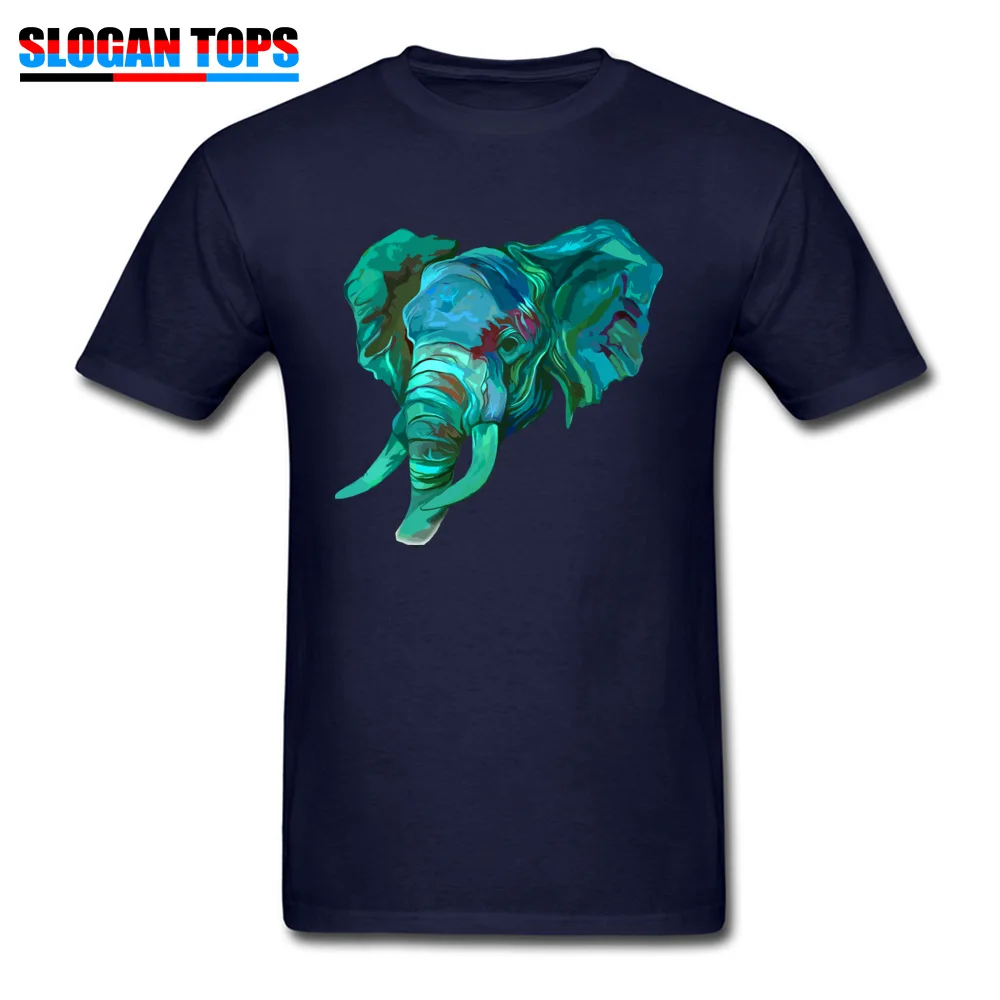  Young T-shirts Turquoise Elephant Head Funny T Shirt Cotton Fabric Crew Neck Short Sleeve Family Tops Shirts Autumn Turquoise Elephant Head navy