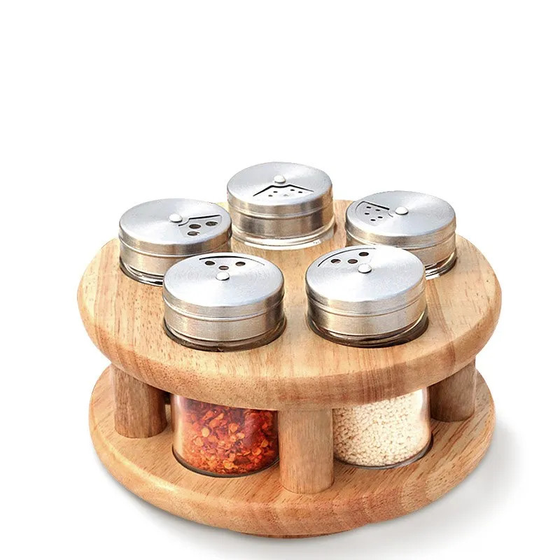 

360degree Rotary Spice Jar Seasoning bottle set Salt tank oiler Seasoning Box Creative Combination Set Spices and pepper shakers
