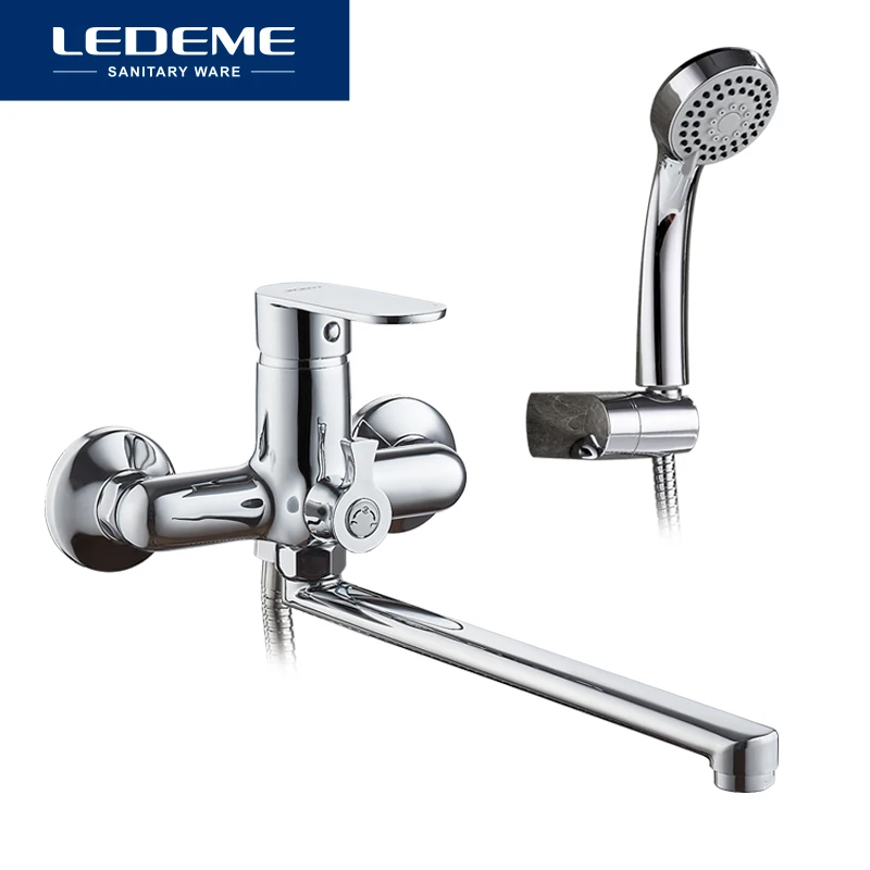 LEDEME حوض استحمام للاستخدام في الحمام صنبور 1 مجموعة الكروم مطلي أنبوب مخرج حمام حوض استحمام الحنفيات سطح النحاس الحنفيات رئيس L2210