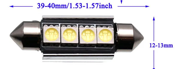 C5W W5W BA9S Автомобильный светодиодный светильник 31 мм 36 мм 39 мм 41 мм C10W автомобильный интерьерный светильник CANBUS без ошибок фестон купол лампа для чтения - Испускаемый цвет: 1pcx39-40mm 4smd