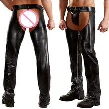 Мужские черные эластичные леггинсы, брюки для сцены, сексуальное нижнее белье, облегающий с заниженной талией из искусственной кожи ПВХ, Клубная танцевальная одежда для геев, леггинсы