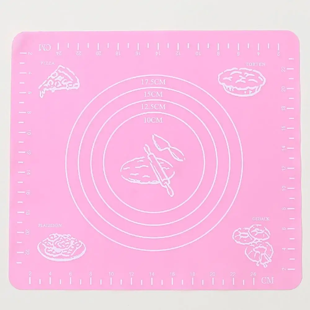 Silicone Baking Mat Non-Stick with Scale Liner Pad Pastry Rolling Dough Fondant Baking Pastry Bakeware Tools 29*26 cm - Цвет: Pink