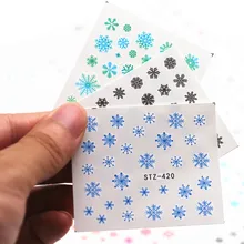1pcs Snowflake การ์ตูนเล็บสติกเกอร์น้ำ Leaf Lace เลื่อนการออกแบบเล็บ Art Decal ความงามฟอยล์ตกแต่ง(China)
