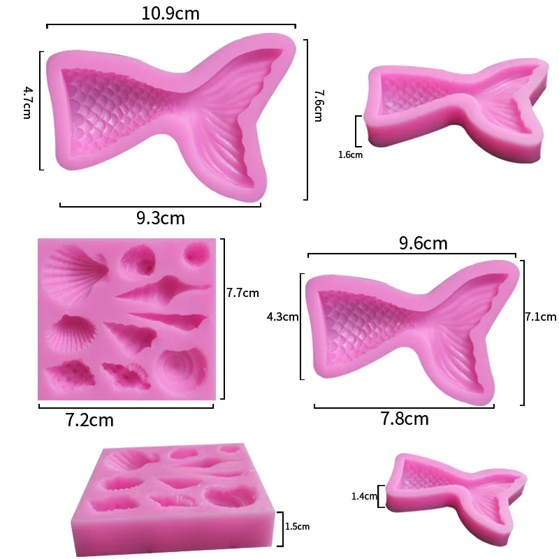 3 штуки, морская комбинация, силиконовая форма для шоколадного торта, мягкая глина, форма для конфет, глина, кухонный инструмент для украшения торта