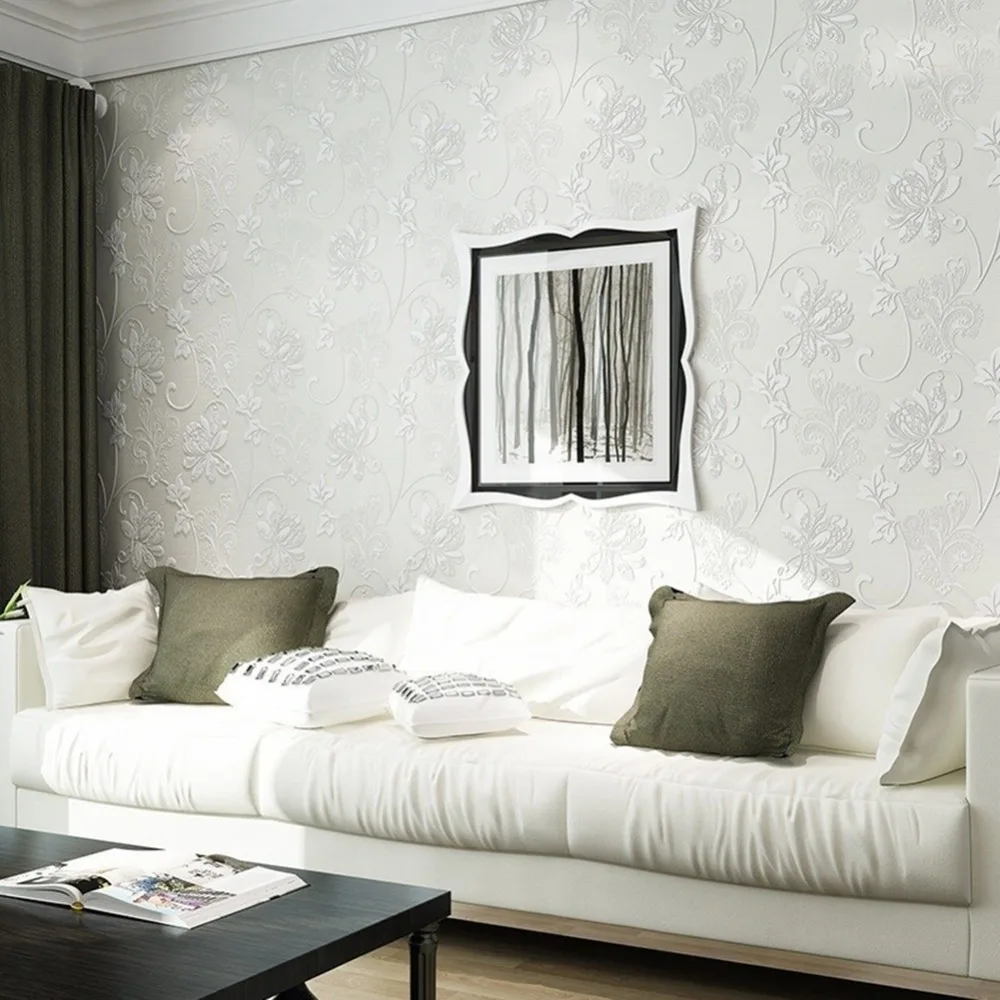 10 м/рулон Классическая Роскошная 3D Европейская стильная рельефная текстурированная настенная бумага с цветочным рисунком Современная Настенная бумага для гостиной спальни домашний декор