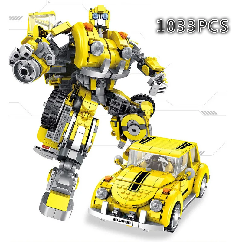 

Compatible Legoings Technic Big Yellow Robot Toy Transformation Building Blocks Movie Series Beetle Cars Model Toys For Children