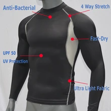 Черный-длинный рукав/дышащая рубашка для серфинга Рашгард UPF 50 Быстросохнущий Топ для купания Рашгард футболка для серфинга для плавания