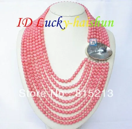 

FREE SHIPPING>>>@@ > N30 GENUINE! 8ROW ROUND PINK CORAL NECKLACE MABE PEARL