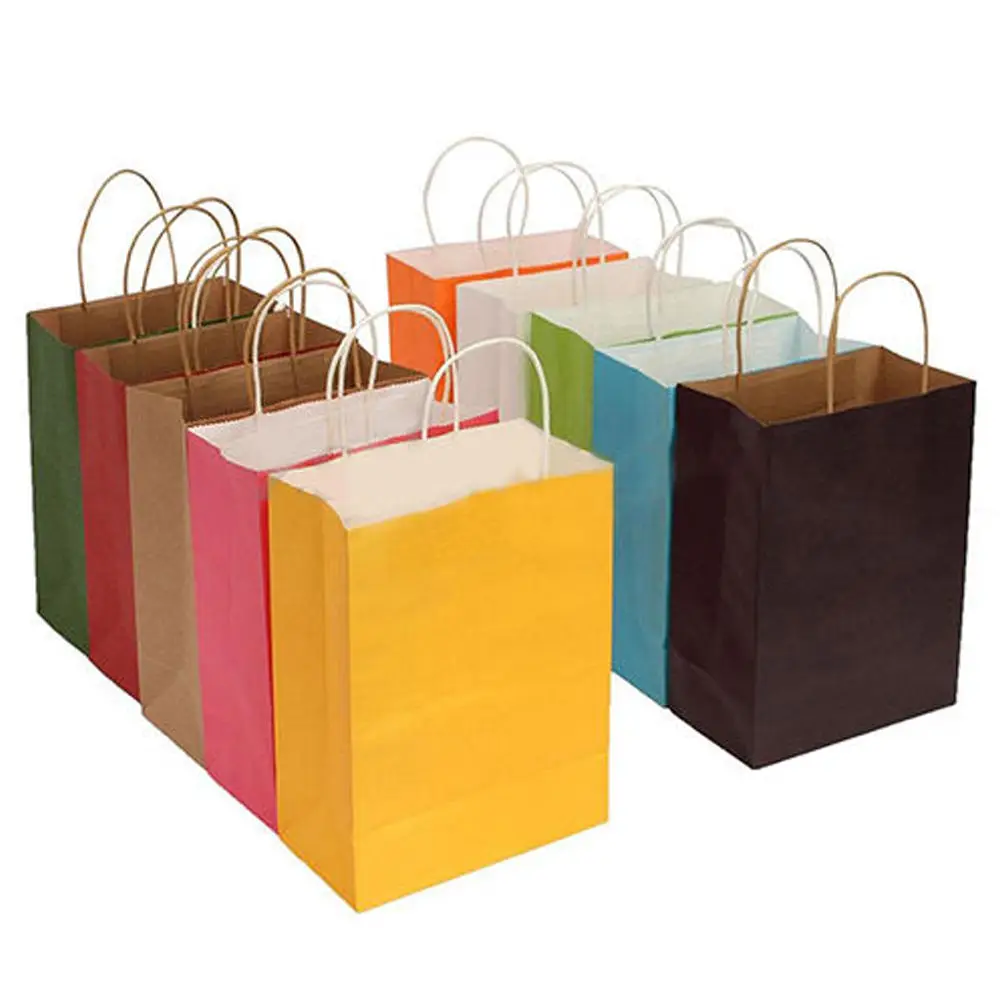 Kraft Party Gift Bags With Handle Recyclable Shop Loot Bag 8.27*6*3inch