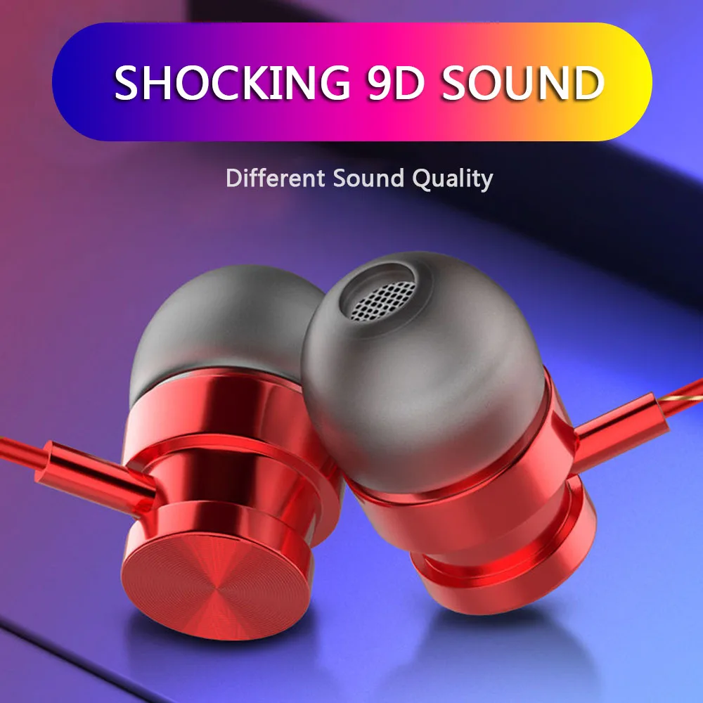 

Super Bass Headset 3.5mm In-Ear Earphone Stereo Earbuds Magnetic Headphone Wire Super Bass Earbuds Sweatproof with Mic Headset