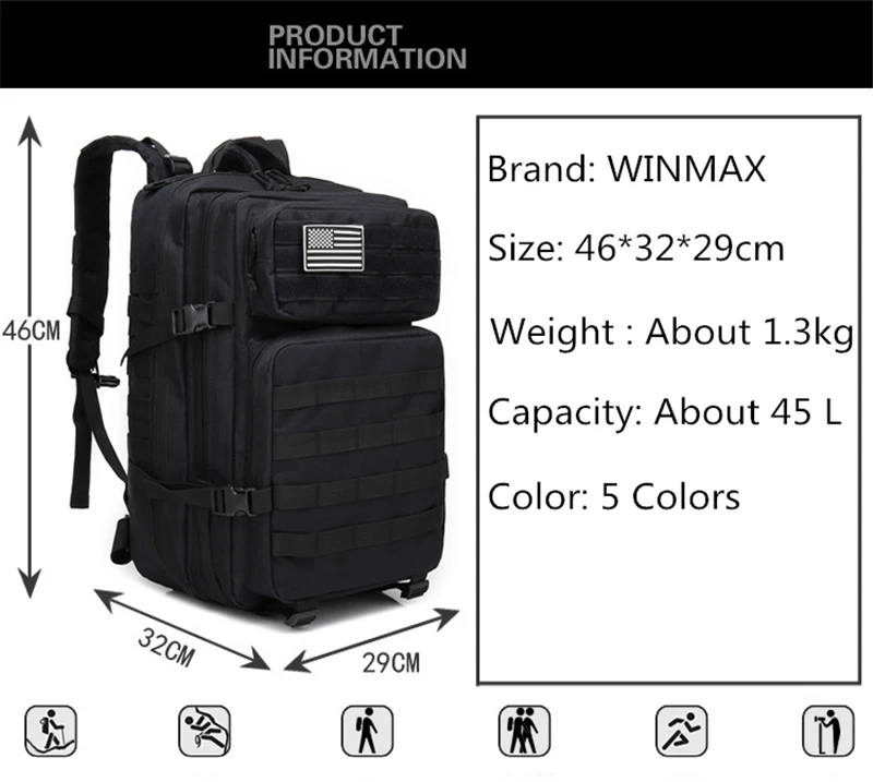 45l 3 p saco militar do exército