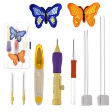 Волшебная вышивка швейный пробойник ручка набор с вышитыми бабочками узоры удар иглы для Threaders DIY инструмент с чехлом