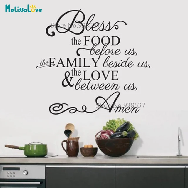 Cheap Bless the Food Quote Wall Decal Family Sticker Dining Room Kitchen Restauran Decor Removable Vinyl Decoration Wallpaper B904 Cheap Bless the Food Quote Wall Decal Family Sticker Dining Room Kitchen Restauran Decor Removable Vinyl Decoration Wallpaper B904