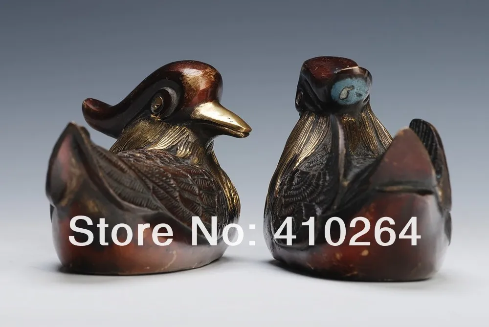

] Shipping Chinese Antique Bronze Mandarin Duck Statues & Figures Asian Decor Collectibles