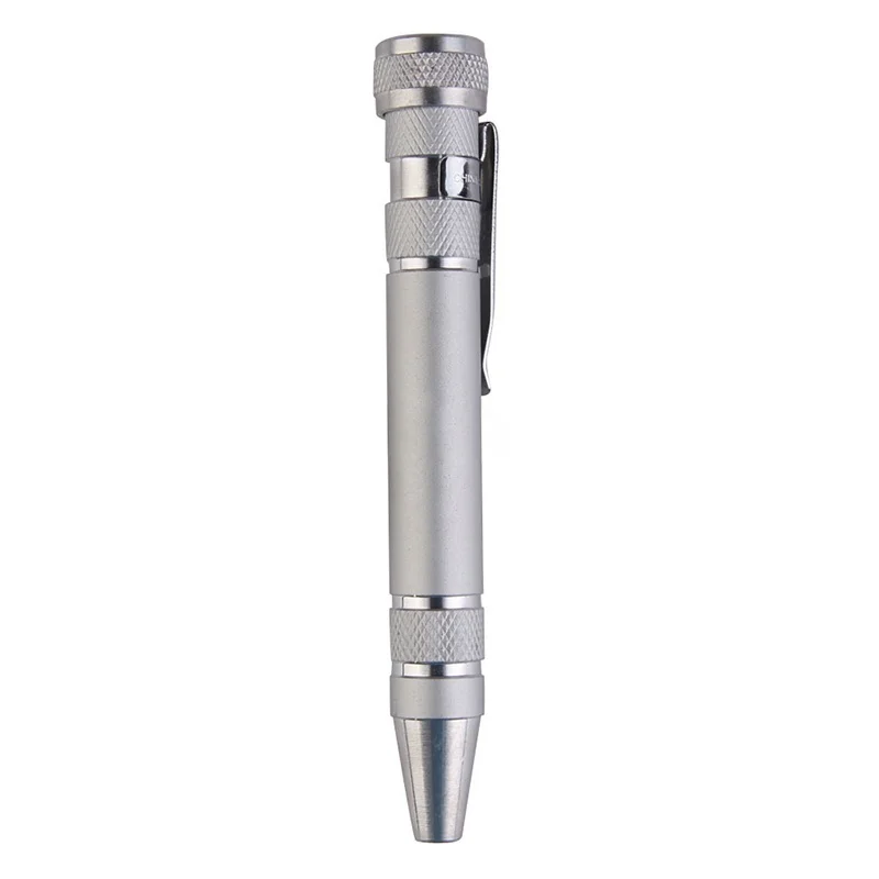 

1 pc Convenient 8 In 1 Aluminum Precision Multi-Tool Screw Driver Portable Tool Silver outdoor goods High Quality