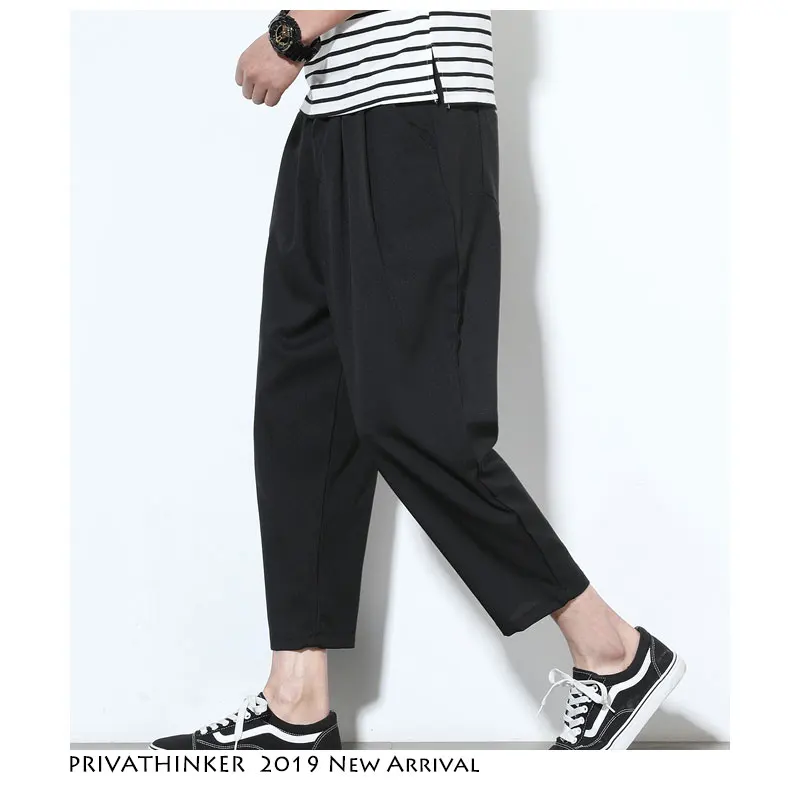 

Privathinker Men Cotton Linen Harem Pants 2019 Black Casual Men Chinese Style Pants Male Casual Summer Oversize Pants Thin 5XL