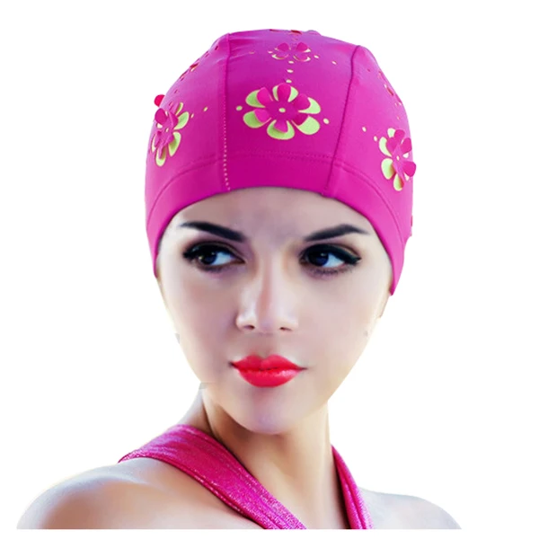 Новая женская Ретро летняя шапочка для плавания Цветочная полая шапочка для купания черный/розовый красный
