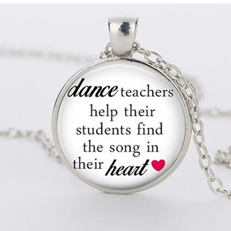 Image Dance Teacher Gift  Round Dance Text Pendant Choker Necklace Ballet Teacher GIft Dance Recital Gift