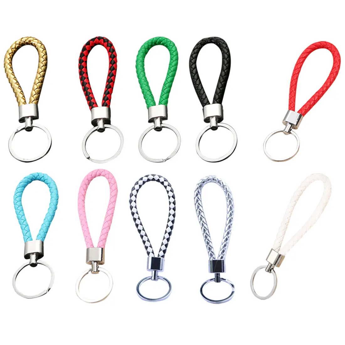 Men Women Creative hand woven leather rope keychain Fashion Handmade