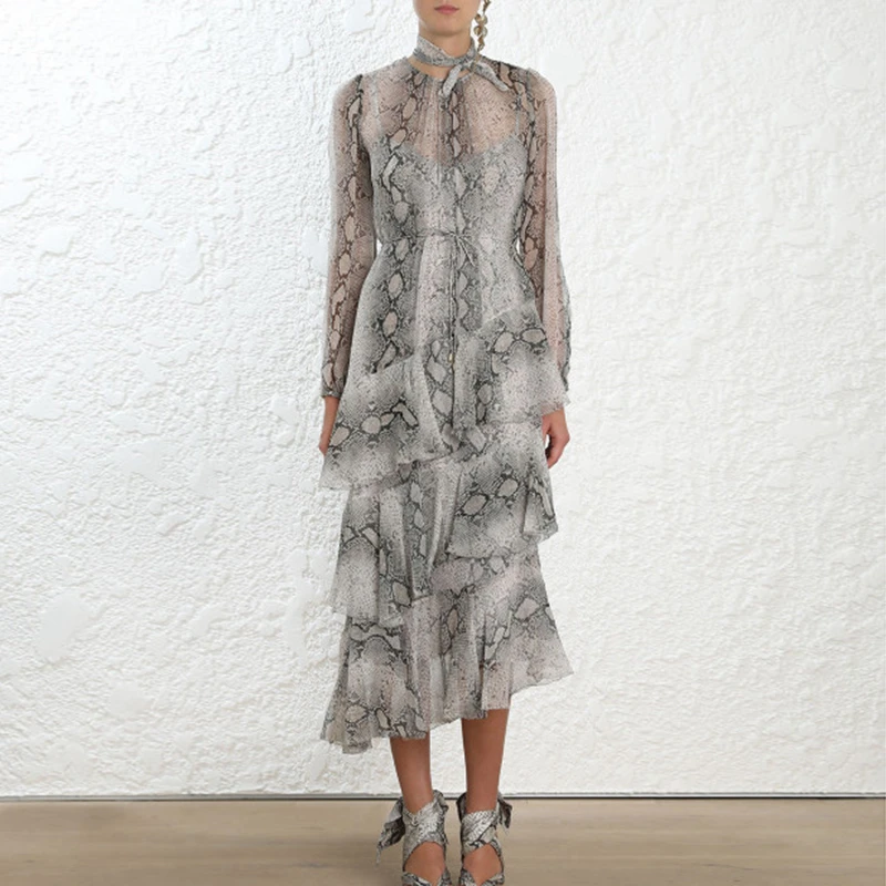 

2019 Spring Summer ZIM Style Dress Women Vintage Floral Print Ruffles Midi Dresses Female Two Pieces Set Dress Holiday Party