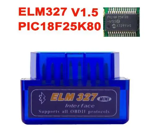 

Super Mini ELM327 V1.5 Bluetooth Scanner ELM 327 V1.5 With PIC18F25K80 OBD2 Scanner Support J1850 Protocols