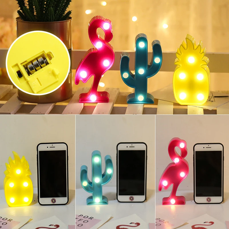 LED Table Night Light Mini Flamingo Pineapple Cactus 3D Night Lamp Home Festival Party Decorations Kids Baby Gift Support Dropshipping (10)