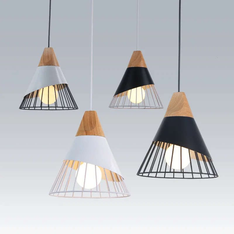 Nordic Solid Wood Pendant Light Modern Aluminum Indoor Home Light E27 Socket Restaurant Pendant Lights Lamp Dining Room Cafe Bar  (5)
