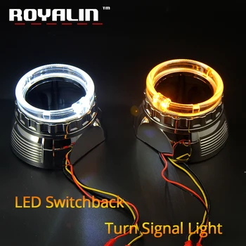 

ROYALIN DRL Light LED AE Shrouds Angel Eyes Halo Rings 80MM White Switchback Turn Signal Light For 2.5'' Mini Projector Lens H1