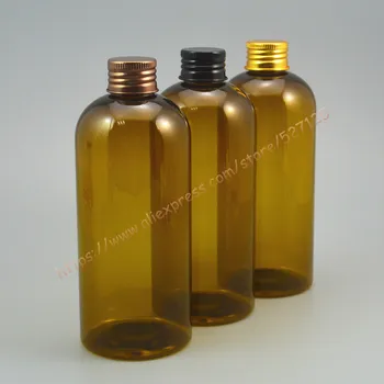 

330ml light brown PET bottle with many colors aluminum lid(screw thread).essential oil/liquid/moisturizer/facial water container