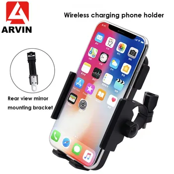 

Arvin Wireless Rechargeable Motorcycle Phone Holder Rear View Mirror Holder for iPhone 8P XR XS Huawei P30 Samsung Xiaomi Stand