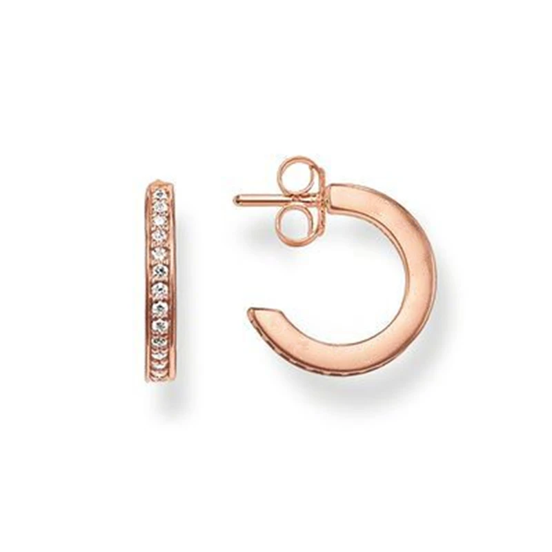 

Rose Gold Color One Row Zirconia Hinged Hoop Creoles Earrings, Most Fashion Earring Jewelry Creolen Earings Gift for Women Girls