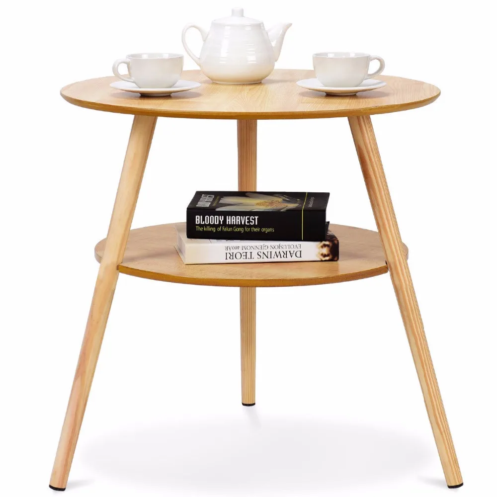 Giantex 2-Tier Round End Coffee Table Side Accent Table Wood Legs Living Room Furniture Living Room Furniture HW59267 Giantex 2-Tier Round End Coffee Table Side Accent Table Wood Legs Living Room Furniture Living Room Furniture HW59267