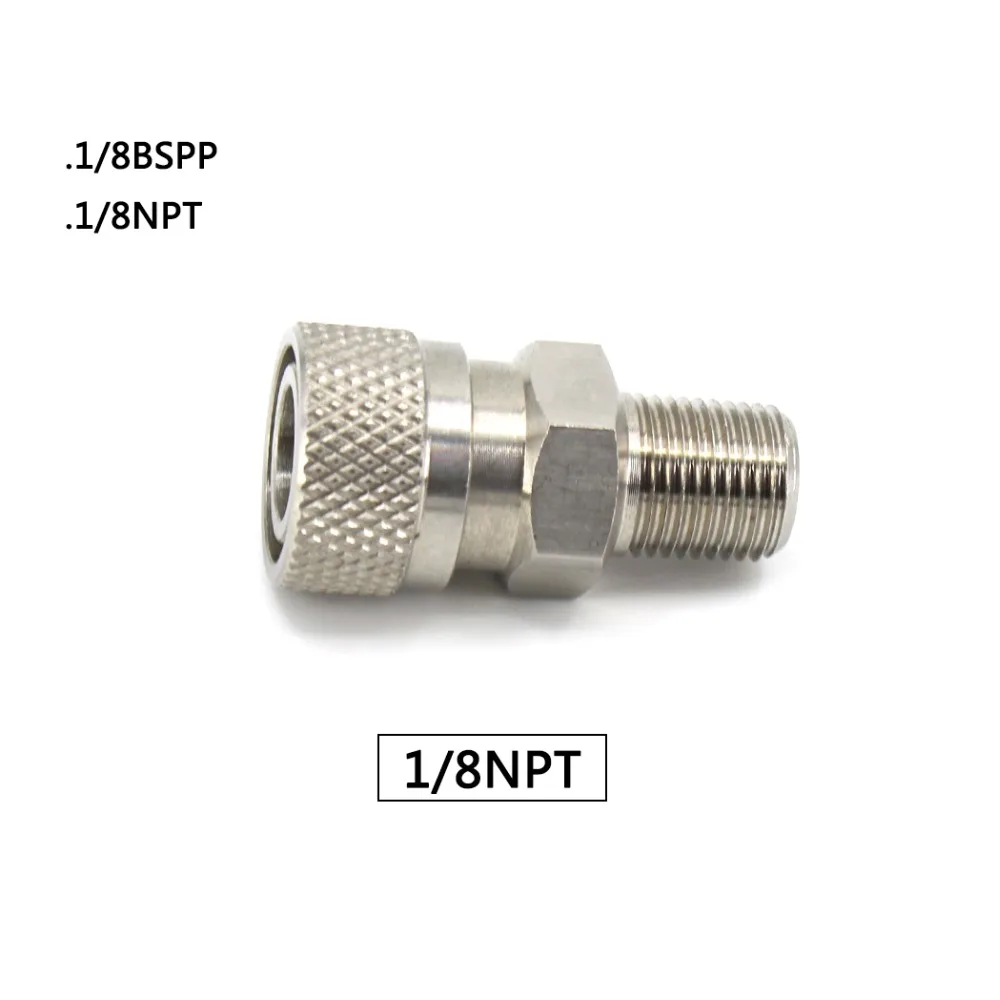 PCP Airforce Пейнтбол 1/8NPT 1/8 BSPP Мужской быстроразъемный 8 мм из нержавеющей стали для