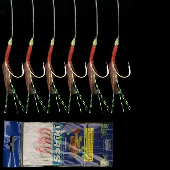 

6PCS/Set Jigging fishhook assist hook boat jig fishing feather roped hook overweight hook fishing accessory tool