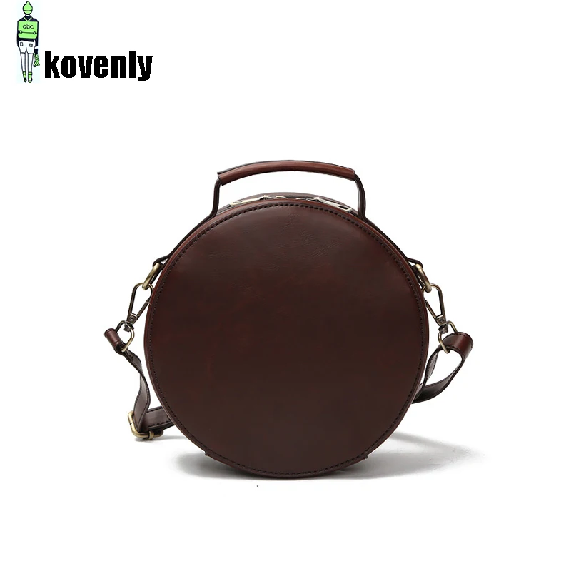 

Ladys Shoulder Bag PU leather Circula HandBag High Quality Small Round Bag Brown Single shoulder Bags Women Bags A328